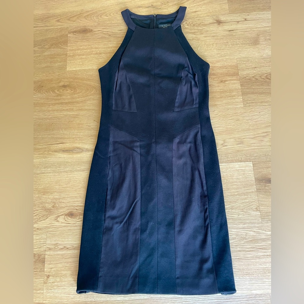 Rag & Bone Black Halter Dress in Paneled Black